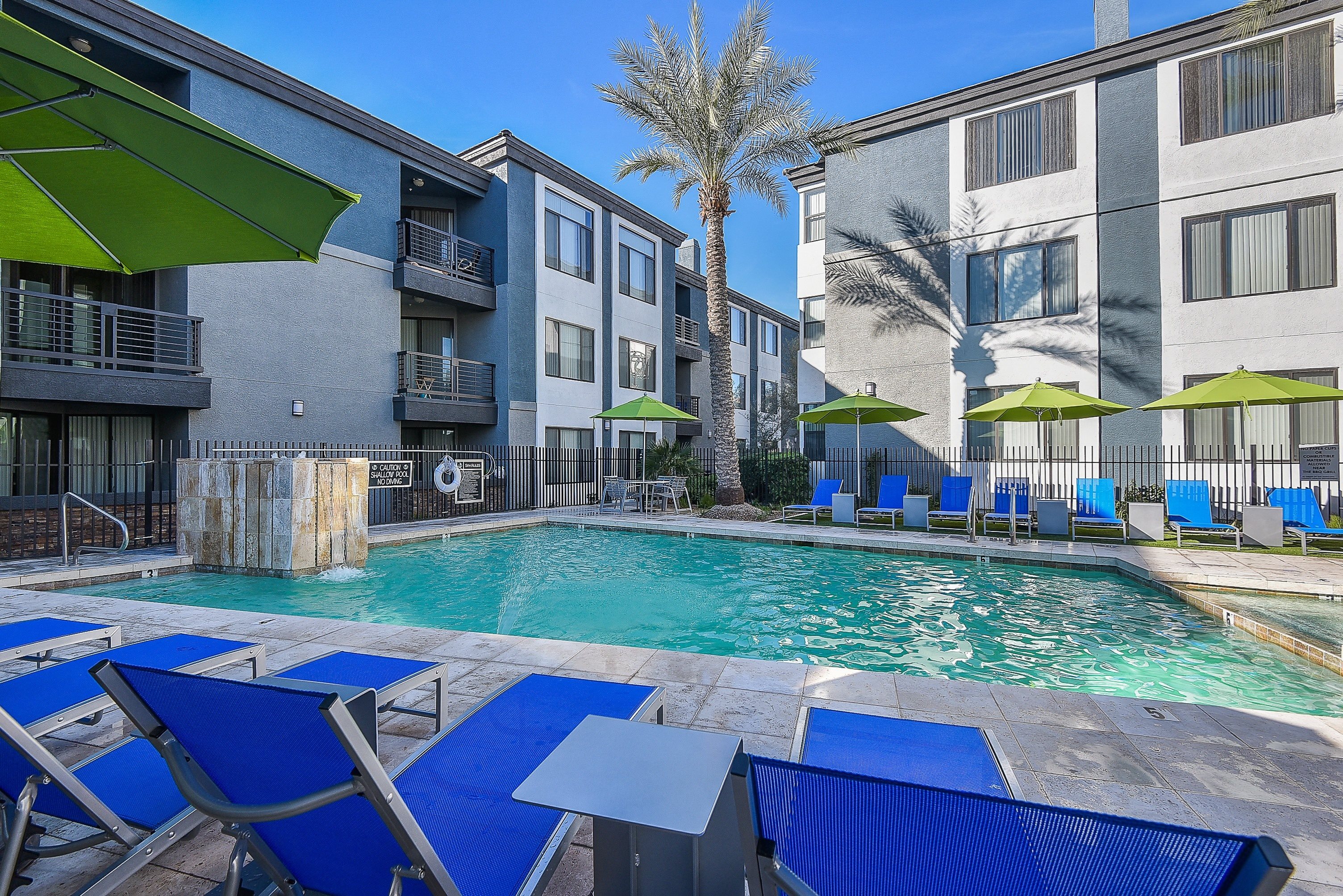 Apartment building swimming pool at Ascent North Scottsdale in Phoenix.